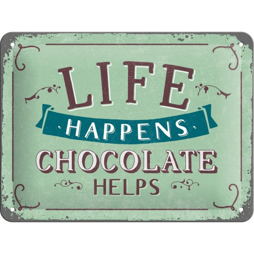 Placa decor metalica 15x20 cm "Life Happens"
