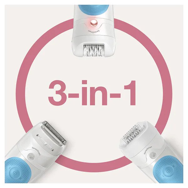 Epilator, Braun, SES5-610 Wet & Dry, 28 pensete, timp de functionare 30 minute, prindere anti-alunecare, 2 trepte de viteza, Alb/Albastru