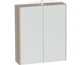 Dulap baie cu oglinda Cubo si iluminare LED, 2 usi, PAL, 70x65 cm decor Sonoma