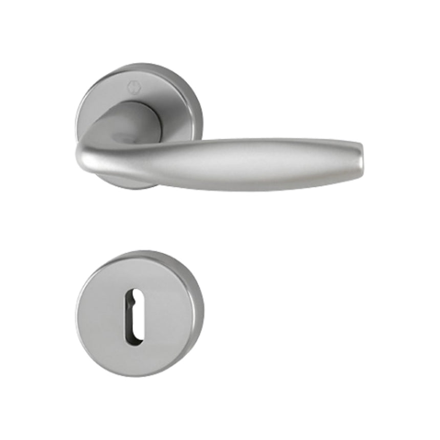 Maner usa interior, Hoppe New York, cu rozeta pentru cheie, culoare gri, 127 x 52mm