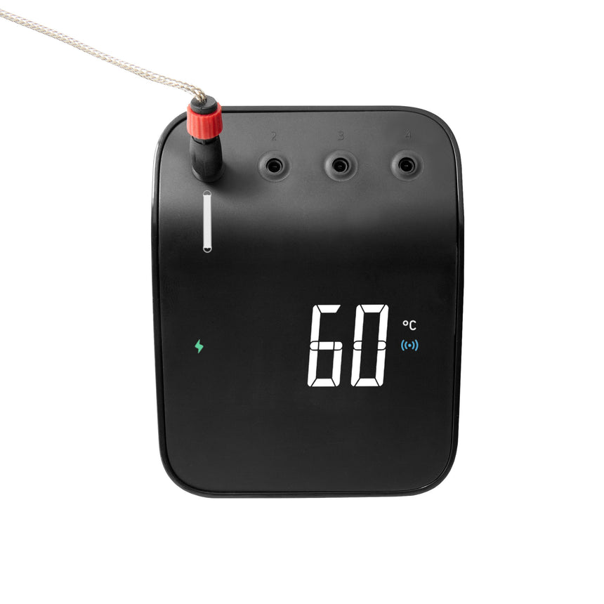 Termometru Smart cu display pentru gatit, Weber, Bluetooth, Wi-Fi, 4 sonde, 75x98 mm, Negru