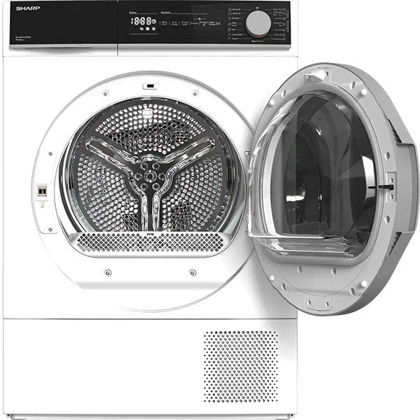 Uscator de rufe SHARP KD-NHH9S8GW3-EE, Pompa de caldura, Motor Inverter, 9 kg, 15 programe, Clasa A+++, Alb