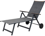 Sezlong Plaja Extensibil Garden Place Aspect Lemn 174x74 Cm Negru