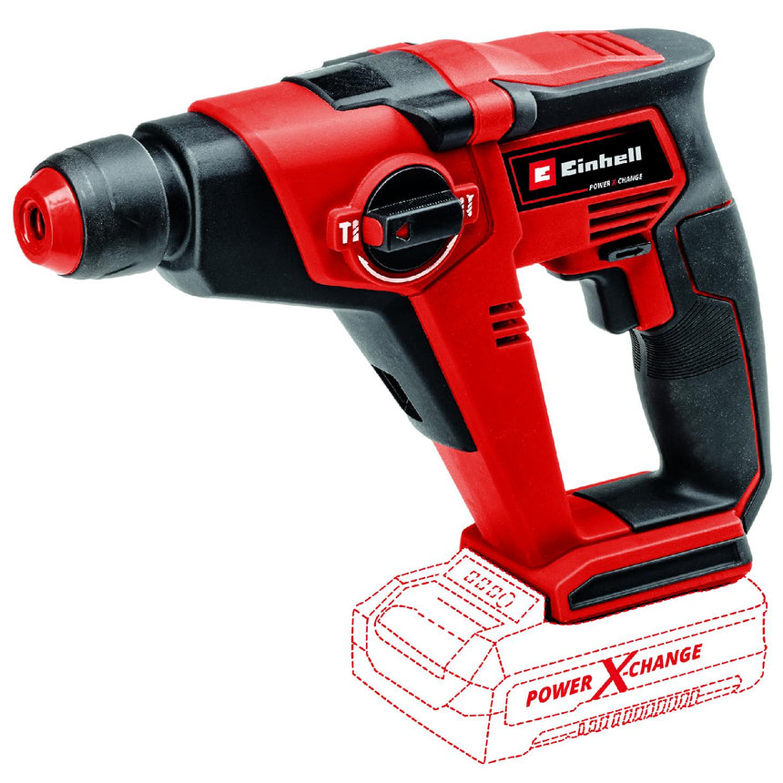 Ciocan rotopercutor pe acumulator Einhell PXC TE-HD 18/12 Li - Solo,18 V,forta impact 1.3 J,cuplu 14 Nm,SDS plus, gaurire beton 12 mm,fara acumulator si incarcator in setul de livrare