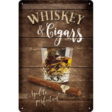 Tablou metalic - Whiskey & Cigars - 20x30 cm