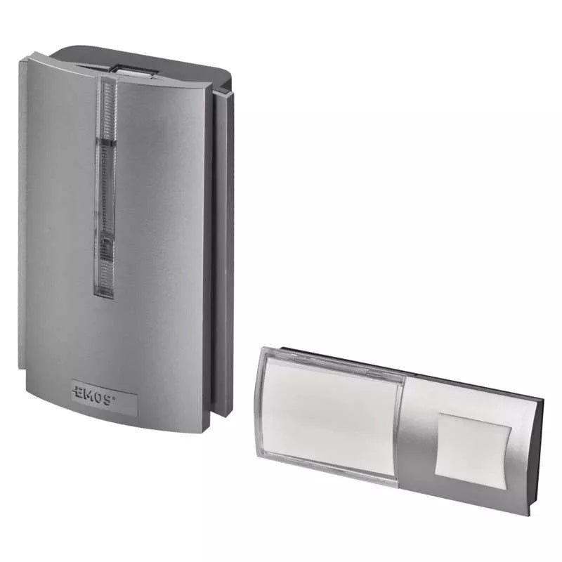 Sonerie wireless Emos P5760, semnalizare luminoasa, 230 V AC, USB, 16 tonuri, 85 dB, 120 m, Argintiu