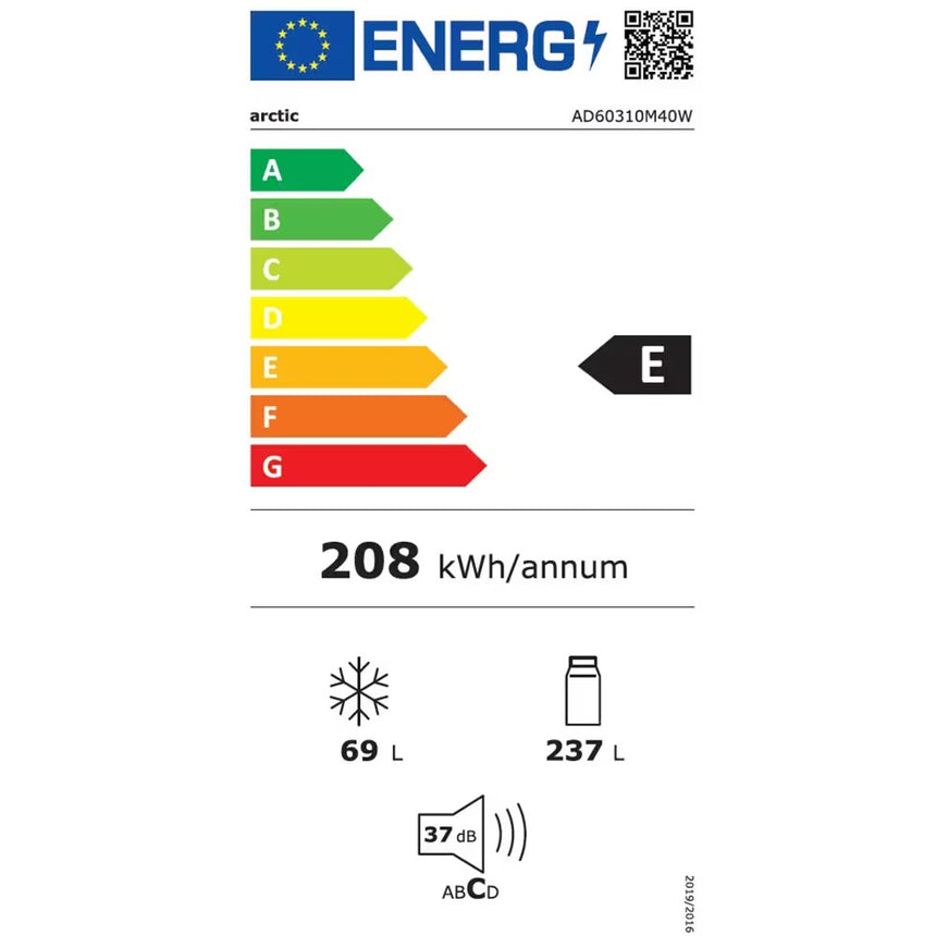 Frigider cu doua usi Arctic AD60310M40W, 306 l, Clasa E, Garden fresh, Iluminare LED, H 175 cm, Alb