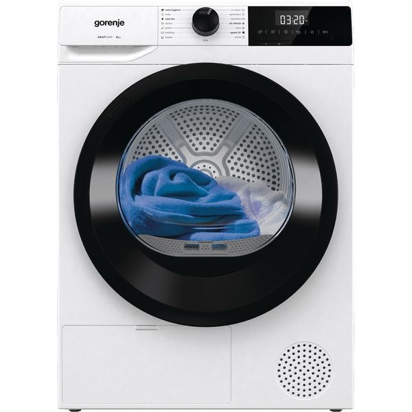 Uscator de Rufe GORENJE DHNE82, Pompa de Caldura, 8 kg, 15 Programe, Clasa A++, Alb