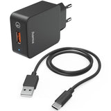 Set incarcator Hama, Qulacomm, USB-C,1.5m, Negru