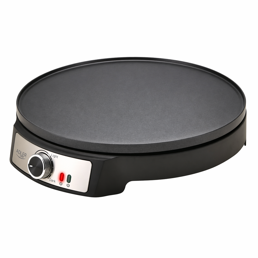 Aparat Clătite Electric Adler AD3093, 1600W, 30 cm, Suprafață Antiaderentă, Temperatură Reglabilă – Ideal pentru Pancakes, Negru-Argintiu
