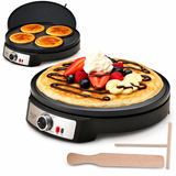 Aparat Clătite Electric Adler AD3093, 1600W, 30 cm, Suprafață Antiaderentă, Temperatură Reglabilă – Ideal pentru Pancakes, Negru-Argintiu