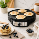 Aparat Clătite Electric Adler AD3093, 1600W, 30 cm, Suprafață Antiaderentă, Temperatură Reglabilă – Ideal pentru Pancakes, Negru-Argintiu