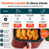 Friteuză fără Ulei Cosori 5.5L, 1700W, 11 Programe, Ecran Digital, Accesorii Grătar si Frigărui, Roșu