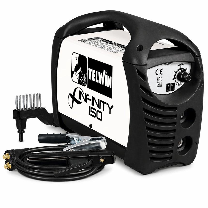 Invertor Sudură Telwin Infinity 150 ACX 130A, Profesional, Compact, Accesorii Incluse, Alb-Negru