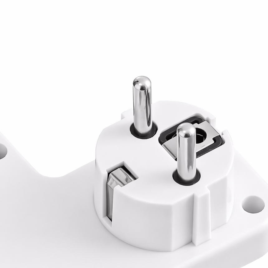 Priza Multipla cu USB, AC/EU, Fara Cablu, Intrerupator Individual, Alb
