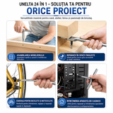 Șurubelniță Magnetică Profesională 24 in 1, cu Adsorbție Puternică – Bituri Precise, Fixare Stabilă, Ideală pentru Reparații și DIY, Gri