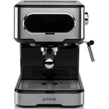 Espressor cafea, Gorenje ESCM15DBK, 1100W, Rezervor de apa 1.5L, 15 bar, Negru/Argintiu