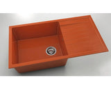 Chiuveta Bucatarie Marmura Compozita Cu O Cuva Fat Avangard 229 90x49 Cm, Cu Picurator, Reversibila, Silver Orange