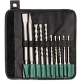 Set de gaurit si dalta, Metabo, 10 piese, Negru/Argintiu