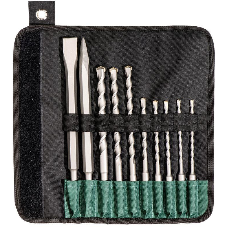 Set de gaurit si dalta, Metabo, 10 piese, Negru/Argintiu