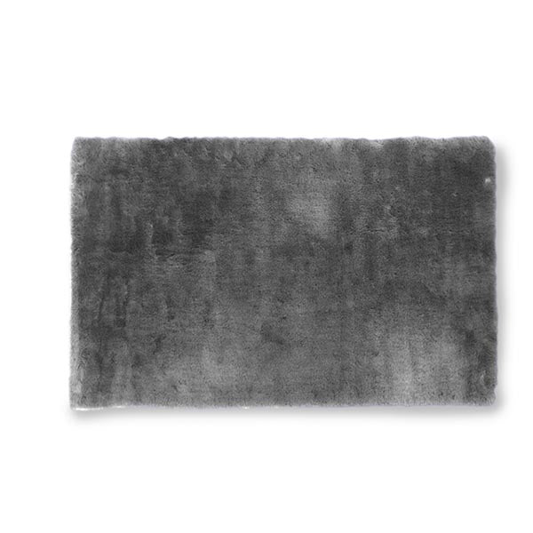 Covoras baie pufos antiderapant, Frandis, poliester/TPR, 50X80 cm, happy gri inchis