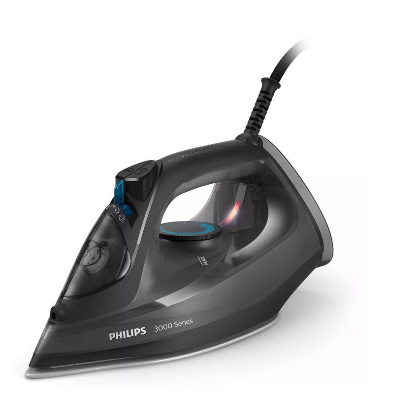 Fier de calcat Philips DST3041/30 seria 3000, 2600W, talpa ceramica, abur 40 g/min, jet de abur 200 g, capacitate rezervor 300ml, glisor anticalcar, sistem anti picurare, cutie de depozitare rezistenta la caldura, Mov