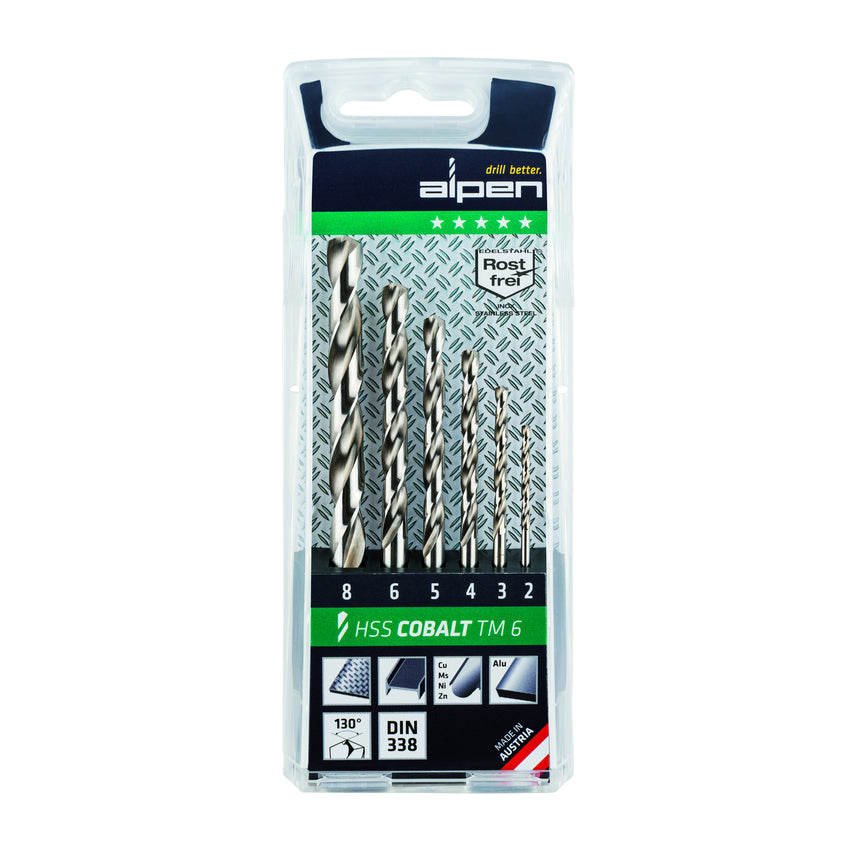 Set 6 burghie pentru metal, Alpen, Otel, Argintiu