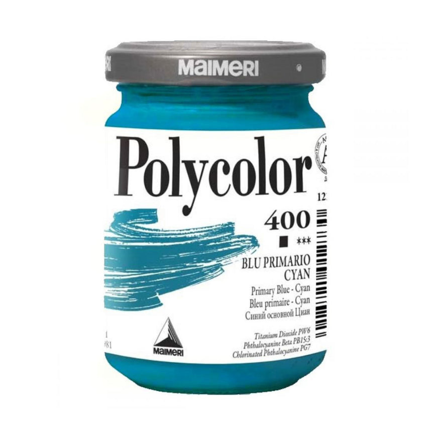 Vopsea vinilica Polycolor Maimeri - Primary Blue - Cyan - 140 ml