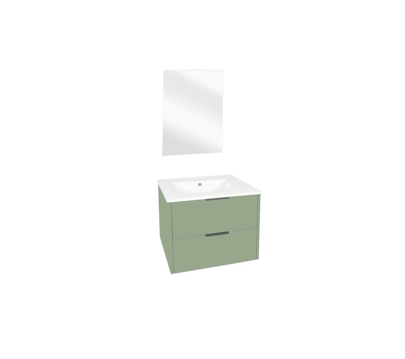 Set Mobilier Baie Bolo, Include Baza Lavoar, Lavoar, Oglinda, Verde