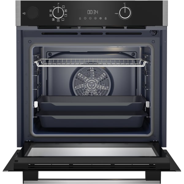 Cuptor Incorporabil GRUNDIG GEBD19300BP, Electric, Gatire cu Abur, Autocuratare Pirolitica, 72 l, Clasa A+, HotAero Pro, Negru-Inox