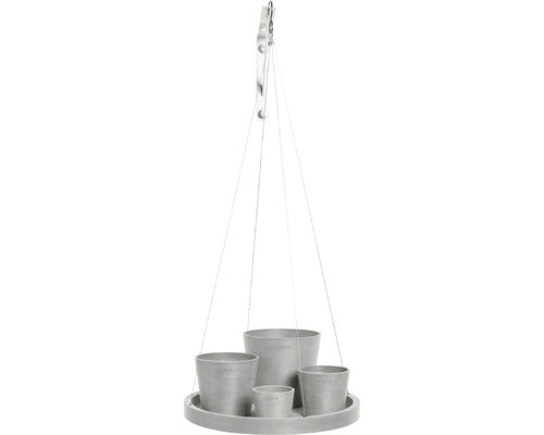 Farfurie Ecopots Cu Agatatoare Plastic Ø 36 Cm H 3 Cm Alb-gri