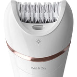 Epilator umed si uscat Philips Seria 9000 BRE740/90, 12 accesorii, 32 pensete, utilizare fara fir, 2 setari de viteza, opti-light, discuri ceramice, Argintiu