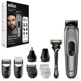 Aparat de Tuns Multifunctional 10 in 1 BRAUN MGK7420, Acumulator, 100 min Autonomie, Wet&Dry, Gri