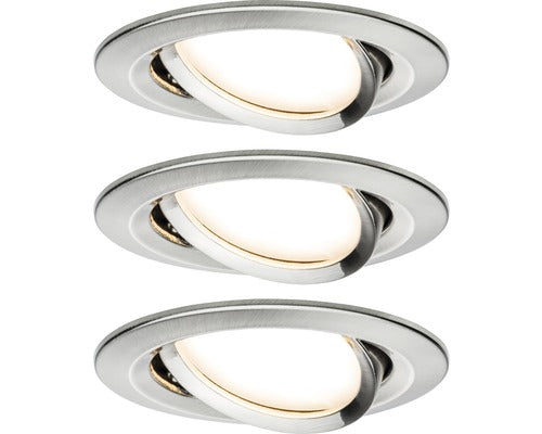 Spoturi Led Incastrate Nova 6, 5w Ø84 Mm, Module Becuri Led Coin Incluse, Nichel Mat, Pachet 3 Bucati