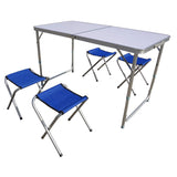 Set mobilier camping, picnic, gradina, culoare gri, aluminiu, 4 persoane, masa, 4 scaune