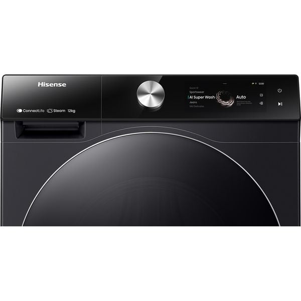 Masina de Spalat Rufe Frontala HISENSE WF7S1247BB, Steam, 12 kg, 1400rpm, Clasa A, Wi-Fi, Negru