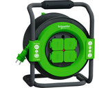 Prelungitor Electric Pe Tambur De Plastic Schneider 4 Prize 40m Cablu Pvc 3x1, 5 Mm², Pentru Exterior Ip44