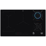 Plita incorporabila Electrolux KDI941723K, Mixta, 2 arzatoare gaz / 3 zone inductie, Aprindere electrica, Gratare Fonta, Timer Electronic, 90 cm, Negru