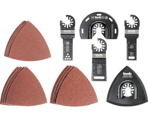 Set 17 accesorii pentru masina multifunctionala EINHELL, prindere rapida, foi abrazive 93 x 93 x 93 mm