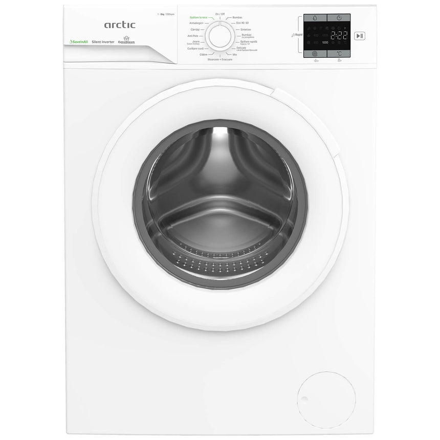 Masina de spalat rufe Arctic APLM1WFSU18210W, 8 kg, 1200 RPM, Clasa A, ExtraSteam, Motor Silent Inverter, Alb
