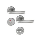 Maner usa interior, Hoppe New York, cu rozeta pentru baie, culoare gri, 127 x 52mm