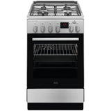 Aragaz AEG CKB56480BM, Mixt, 4 arzatoare gaz, Cuptor electric multifunctional, SteamBake, AirFry, Gratare fonta, Aprindere integrata, Grill electric, Clasa A, 60 cm, Inox
