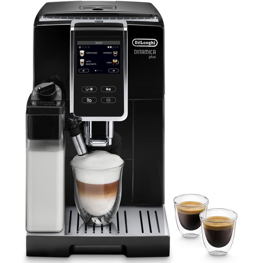 Espressor automat DE'LONGHI Dinamica ECAM 370.70.B, 1450 W, 14 tipuri de bauturi, 19 bari, Carafa pentru lapte cu sistem LatteCrema, Rasnita metalica cu 13 setari, Negru