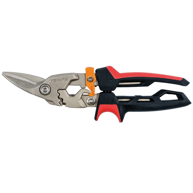 Foarfece pentru tabla, FISKARS, PowerGear™, stanga, otel, Portocaliu/Negru