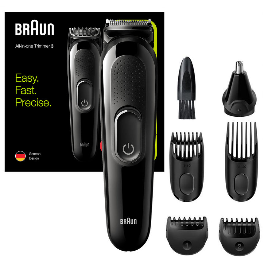 Aparat de tuns multifunctional Braun MGK3220 Wet&Dry, 6-in-1 pentru fata si corp, 4 piepteni, 1 accesoriu extra, Negru