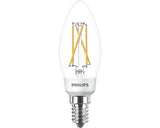 Bec LED Philips B35, E14, 5W (40W), 470 lm, temperatura lumina reglabila, Clasa energetica F