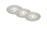 Spoturi incastrabile fixe cu LED integrat Kulana 5W 460 lumeni IP44, 3000K variabile, Ø90 mm, crom mat, pachet 3 bucati