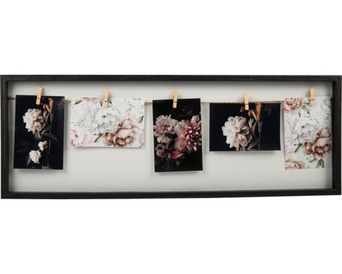 Rama Foto Multipla Neagra, Colaj 5 Poze + Carlige, 70x25 Cm