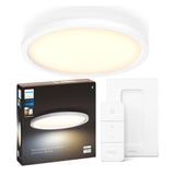Plafoniera LED inteligenta Philips Hue Aurelle, Bluetooth, 21W, 2450 lm, lumina ambianta alba (2200-6500K), 39.5cm, Aluminiu, Alb, Intrerupator cu variator inclus, clasa energetica F