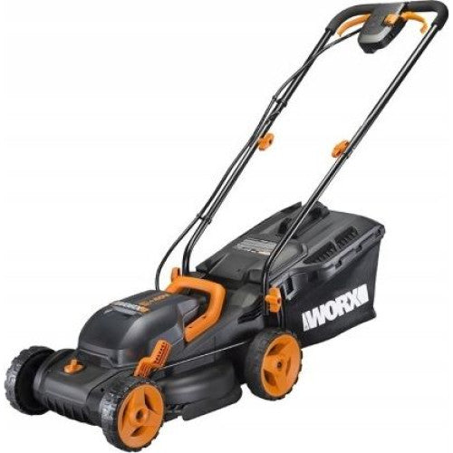 Masina de tuns gazon/iarba pe acumulator WORX WG743E, 40V, 2 x 4.0 Ah, latime taiere 40 cm, inaltime taiere 20 - 80 mm, 7 trepte de taiere, functie de mulcire, sac colector 45 L, contine: incarcator + 2 acumulatori 4.0 Ah